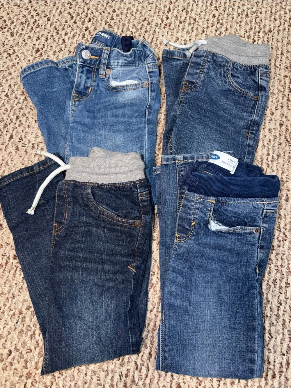 Boy's lot of Blue Denim Jogger Jeans - Navy and Gray Waistbands
